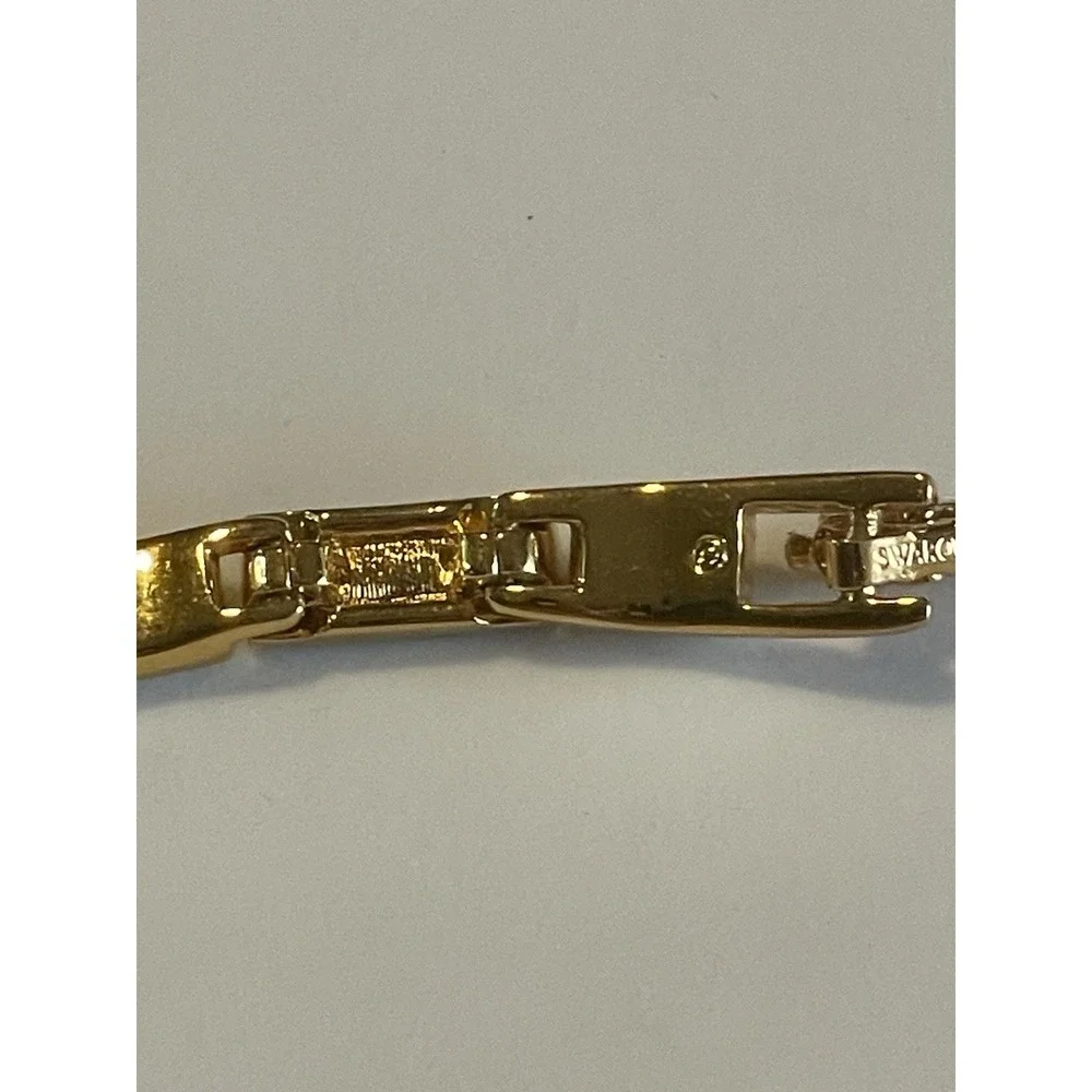 Authentic‎ Swarovski Gold Plated Tennis Bracelet Baguette Pave 8